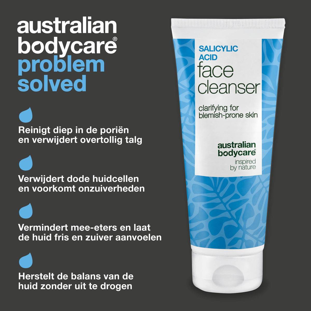Salicylzuur Gezichtsreiniger tegen onzuiverheden — Salicylzuur Cleanser helpt tegen mee-eters, zuivert de huid en voorkomt verstopte poriën. Met Salicylzuur.