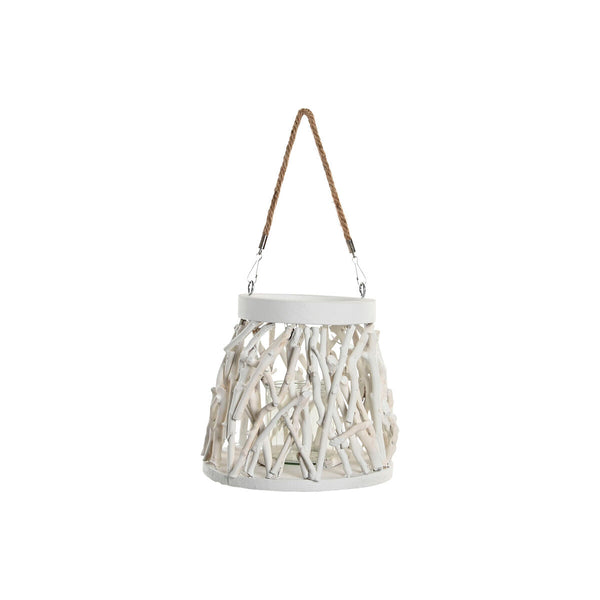 Candleholder Home ESPRIT White Wood Crystal 35 x 35 x 32 cm (2 Units)