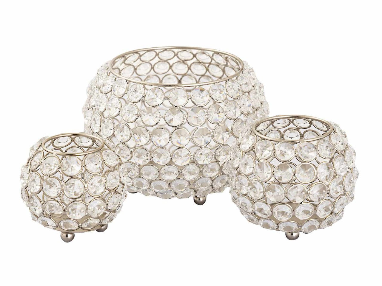 Kerzenhalter 24-teilig Set 3 x 8 VE Teelichthalter Crystal Kerzenständer gold o. silber Vintage Kris