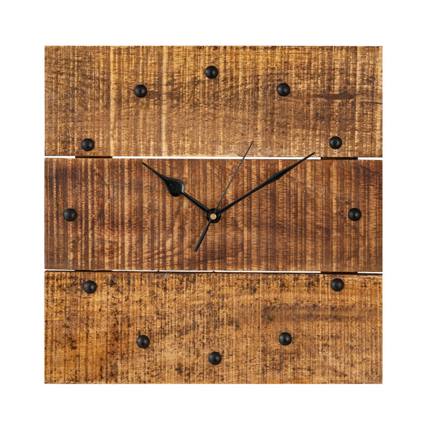 Vægur i massivt mangotræ 30×30 cm – lydløst