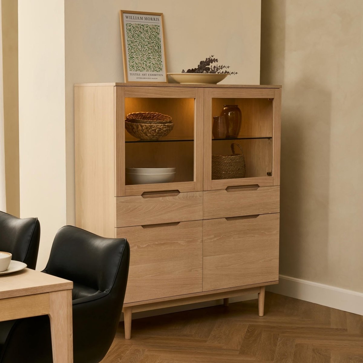 Highboard with LED Light Kerteminde - White Oil