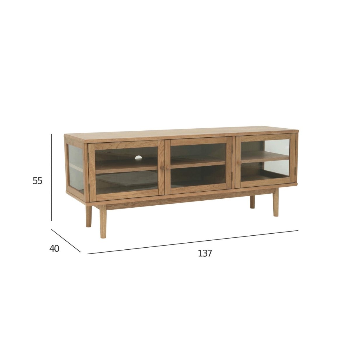 3-Door TV Table Svendborg - Natural Oak