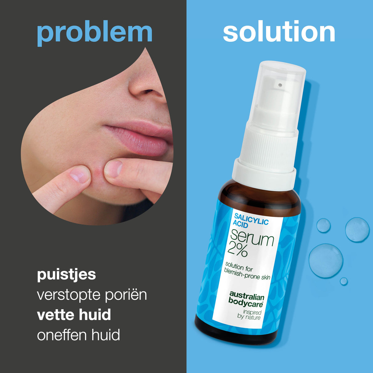 Salicylzuur serum voor mee-eters, vette huid en verstopte poriën — Salicylzuur serum bij vette huid, mee-eters en poriën. Met Zinc PCA, groene thee, hyaluronzuur en hydraterende glycerine.