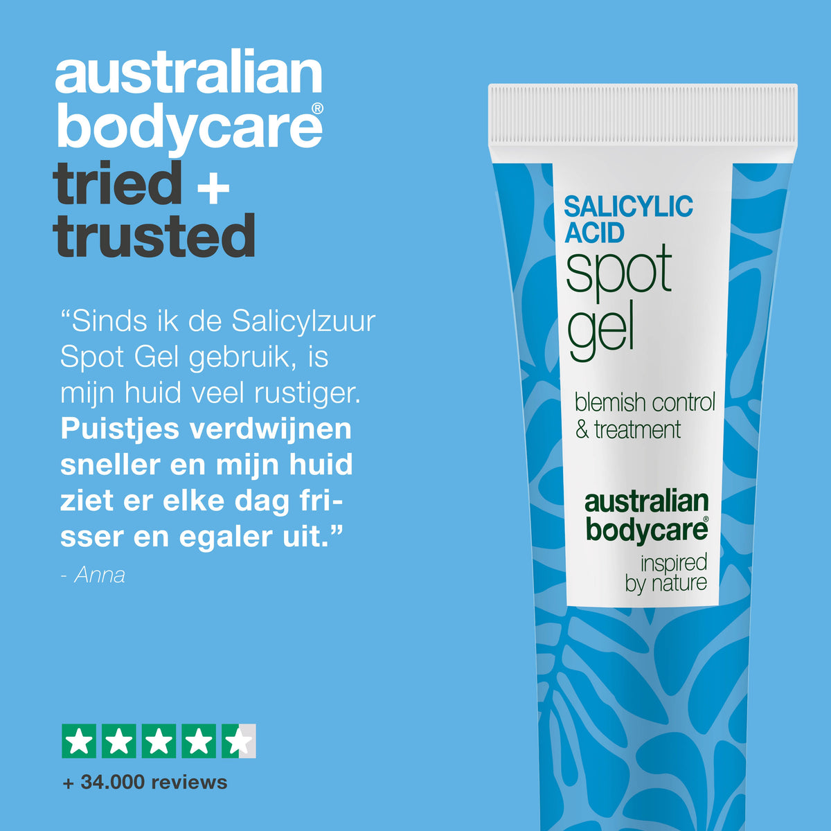Salicylzuur Spot Gel tegen puistjes en verstopte poriën — Salicylzuur Spot Gel zuivert en balanceert de huid. Verwijdert overtollig talg en dode huidcellen met salicylzuur.