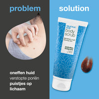 Lichaamsscrub met salicylzuur voor een zuivere en gladdere huid — Body Scrub met salicylzuur verwijdert puistjes en onzuiverheden. Bevat salicylzuur, glycolzuur, abrikozenpitpoeder en allantoïne.
