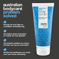 Lichaamsscrub met salicylzuur voor een zuivere en gladdere huid — Body Scrub met salicylzuur verwijdert puistjes en onzuiverheden. Bevat salicylzuur, glycolzuur, abrikozenpitpoeder en allantoïne.