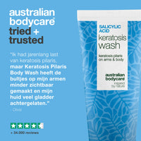 Keratosis Pilaris Douchegel – tegen ruwe en bobbelige huid — Keratosis Pilaris Body Wash tegen ruwe huid en bultjes door keratosis pilaris. Met salicylzuur, niacinamide en glycerine.