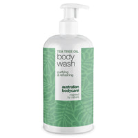 Tea Tree Body Wash tegen puistjes, zweet en vettige huid — Tea Tree Body Wash tegen puistjes, geur en talg. Met Tea Tree Oil, Zinc PCA en milde Coco-Betaine voor dagelijks gebruik.