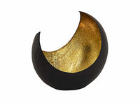 Fyrfadsstage – Moon, sichelform sort mat med guld