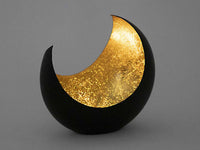 Fyrfadsstage – Moon, sichelform sort mat med guld
