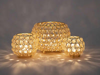Kerzenhalter 24-teilig Set 3 x 8 VE Teelichthalter Crystal Kerzenständer gold o. silber Vintage Kris