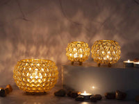 Kerzenhalter 24-teilig Set 3 x 8 VE Teelichthalter Crystal Kerzenständer gold o. silber Vintage Kris