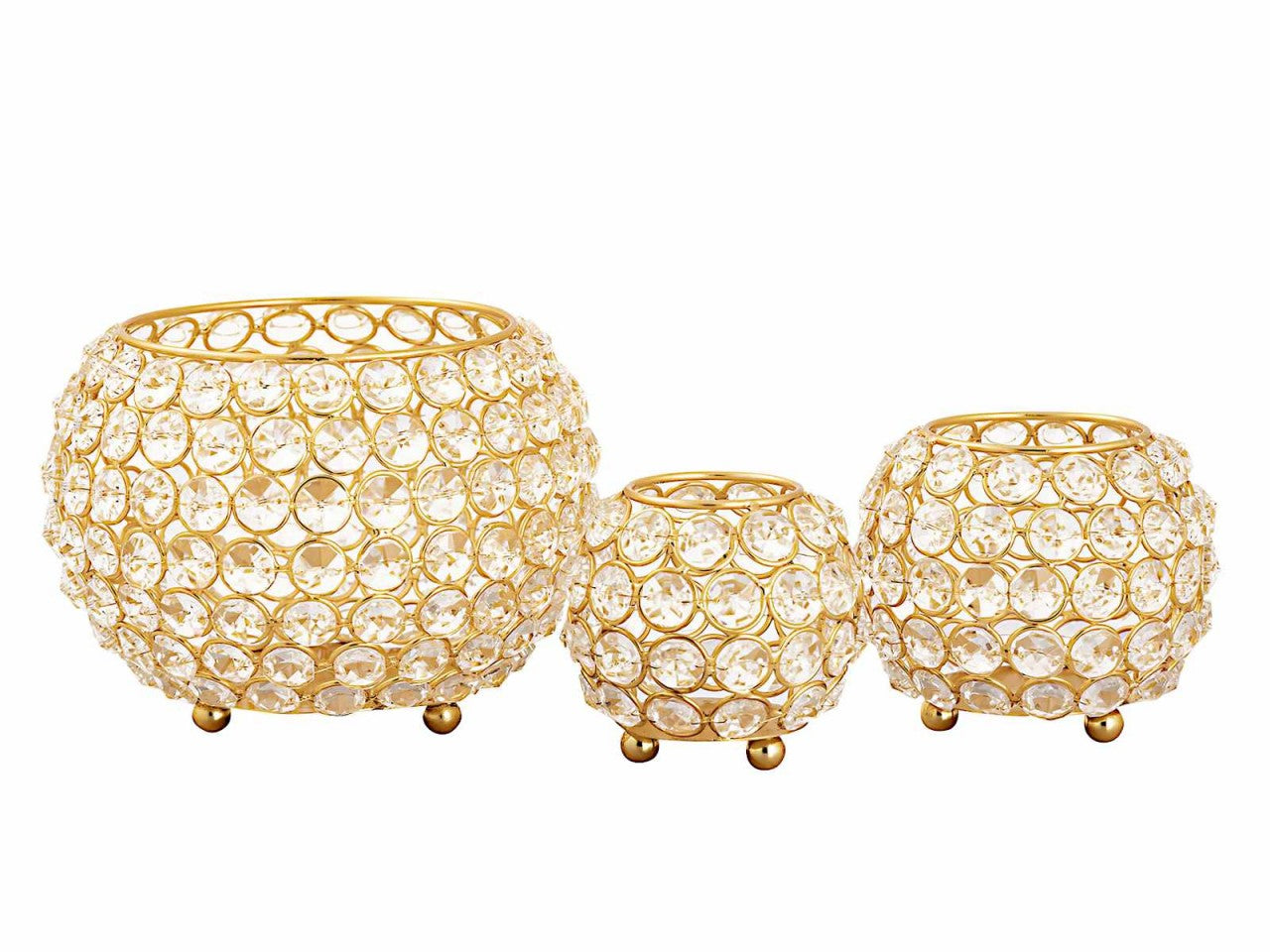 Kerzenhalter 24-teilig Set 3 x 8 VE Teelichthalter Crystal Kerzenständer gold o. silber Vintage Kris