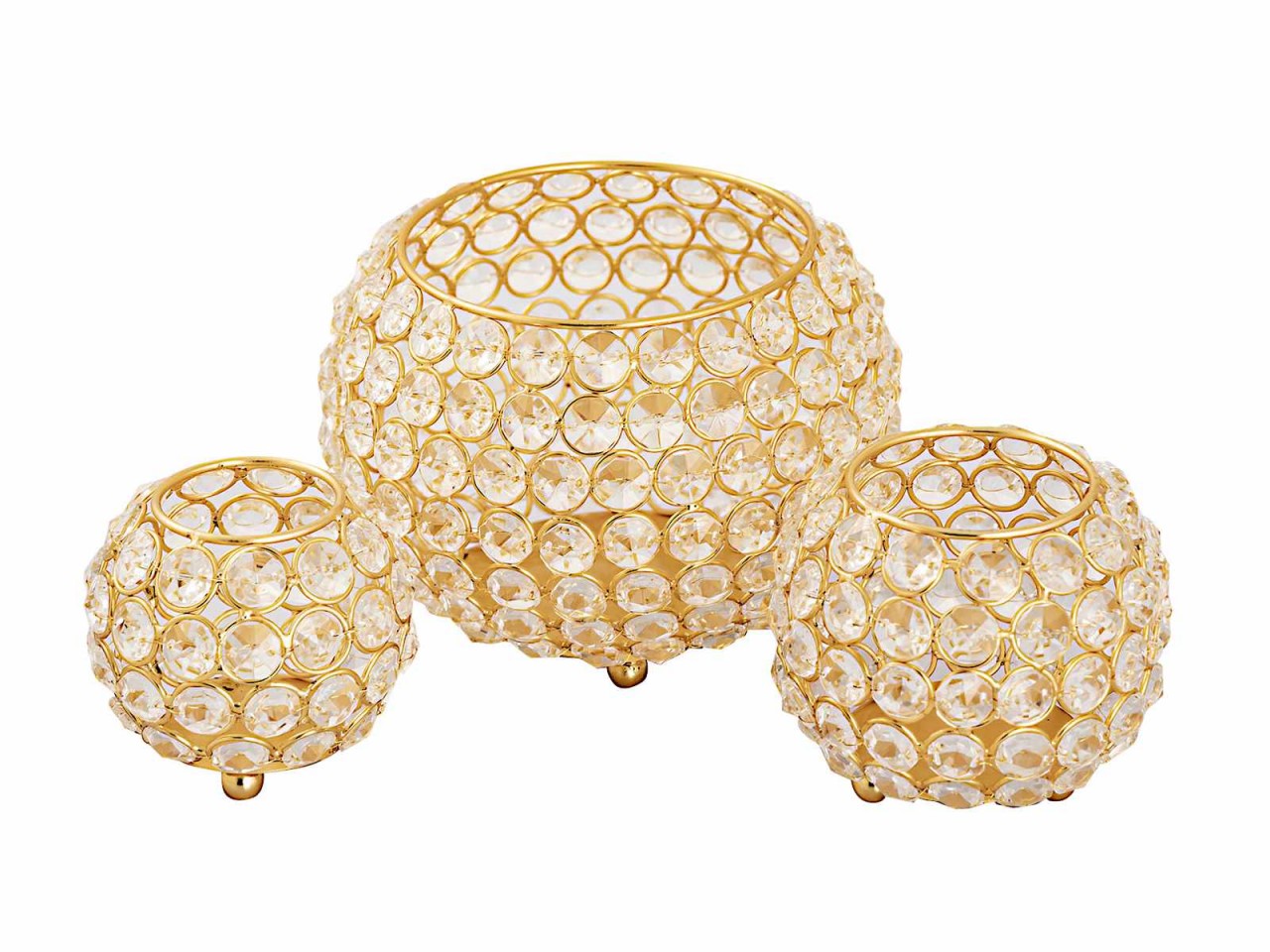 Kerzenhalter 24-teilig Set 3 x 8 VE Teelichthalter Crystal Kerzenständer gold o. silber Vintage Kris