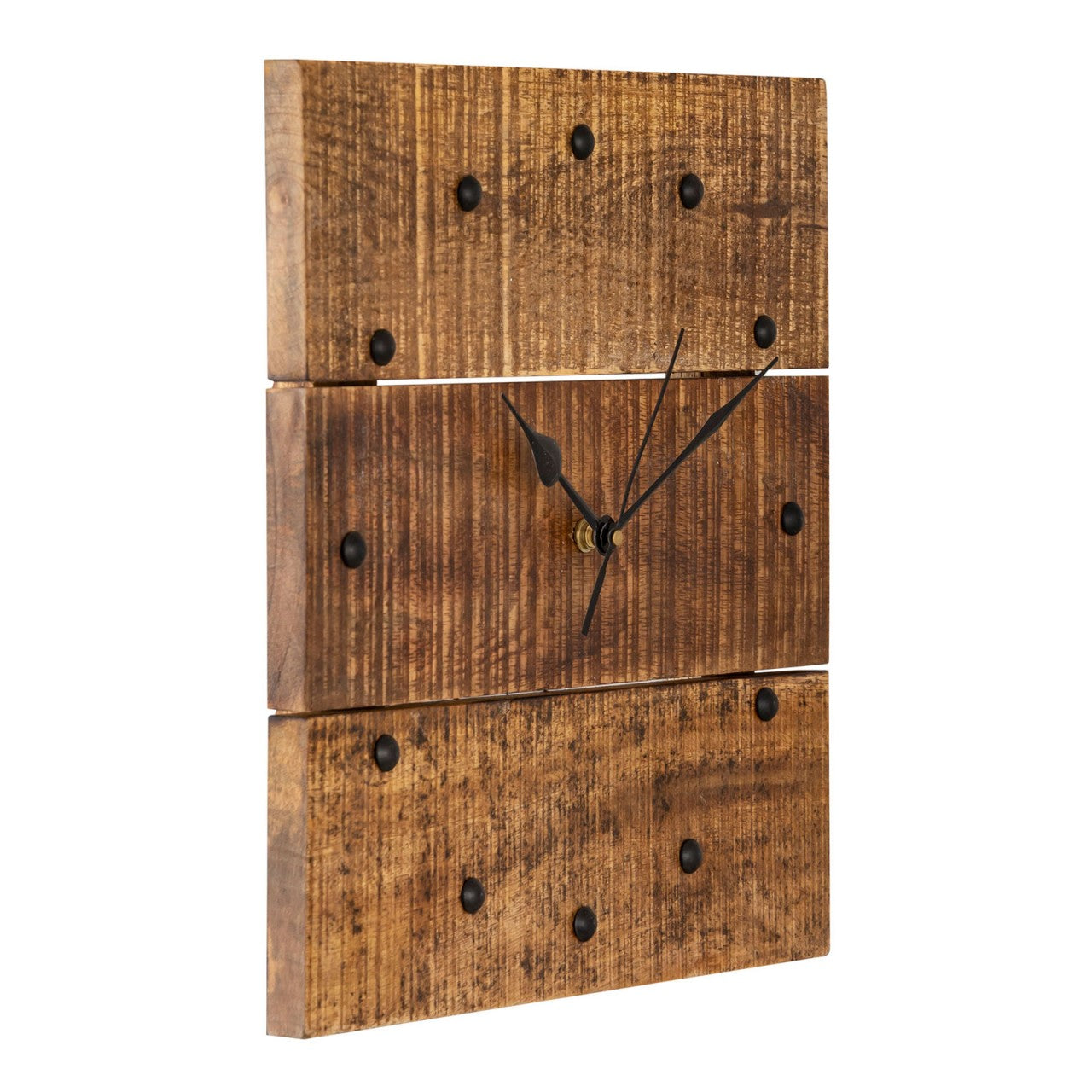 Vægur i massivt mangotræ 30×30 cm – lydløst