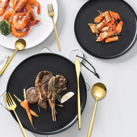 30-Piece Silver Portuguese Style Cutlery Set - Mirror Polished 410 Stainless Steel Dinnerware for 6 (Steak Knives Included)