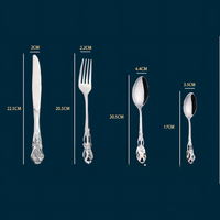 4Set / 16PCS Silver Royal Court Cutlery Set - Vintage Hollow Engraved 410 Stainless Steel Dinnerware with Gift Box