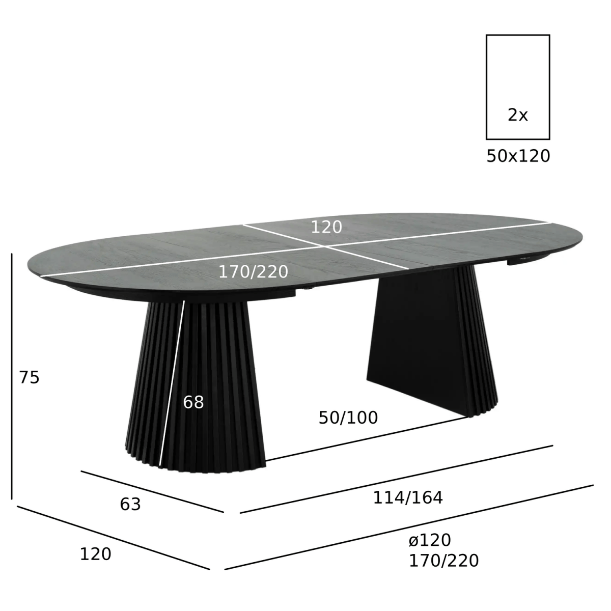Round Extendable Dining Table Svendborg ø120/220 cm - Black Oak