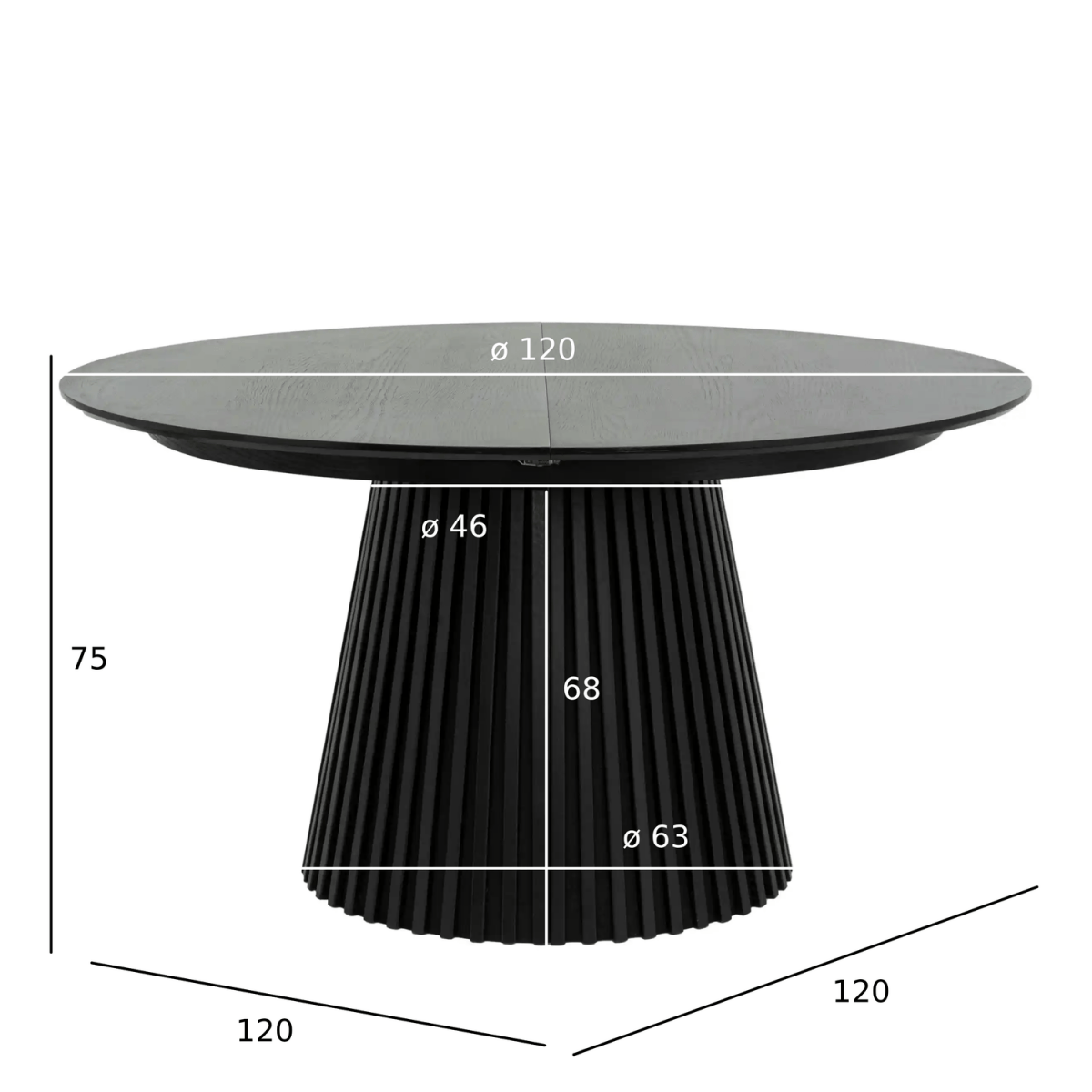 Round Extendable Dining Table Svendborg ø120/220 cm - Black Oak